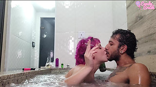 Creampieing Her Tight Asshole in the Bathtub