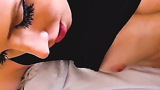 Nylon Blonde Controls His Orgasm with Footjob and Hard Sex