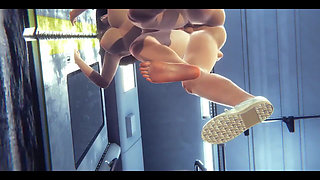 Hentai Uncensored - Mari Sucks a Big Cock Then Fucks Her Against the Subway Door - Japanese Asian Manga Anime Game Porn