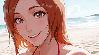 Orihime Inoue Fucks You on the Beach and Then Goes to a Hotel Room with You! Bleach Hentai Uncensored POV