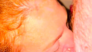 Redhead hot wife on her knees for deepthroat blowjob  BWC