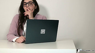 Horny Secretery Valentina Nappi Buttplug and Bullet Solo