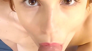 Busty Showing off and Giving a Blowjob