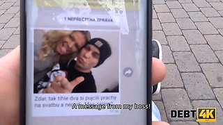 Debt4k. debt collector tracks down Sexy Bride and they have affair