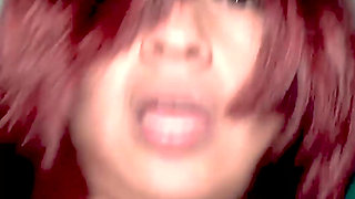 Red-haired brunette and ending up on her face