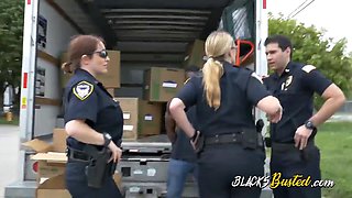 Horny Uniformed Cops Fuck a Black Studs Massive Cock in Steamy Police Reality Threesome for Wild