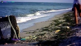 Big Tits brunette Sensual Jane masturbating at the beach