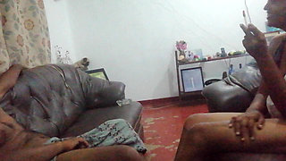 Father in Law's Gigantic Dick Hangs Out Under His Sarom for Step Daughter