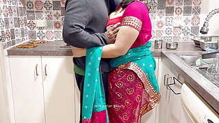 Indian Couple Romance in Kitchen - Saree Sensual Sex - Saree lifted up - Pussy, Boobs and Ass Play