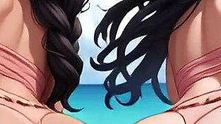 Desi Aunty Indian Dance on Beach (ai Animation)