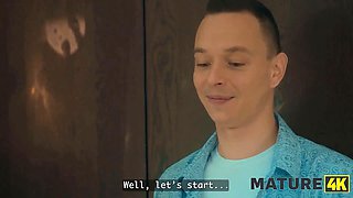 Mature4k. she should be cleaning, but instead she's jerking off me off with her Big Tits.