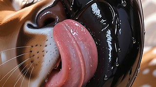 Furry Deer Doe Masturbates In Shower Fantasizing About Black Panther