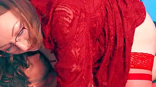 Gloved Handjob While Hand Over Mouth - Dominant MILF in Medical Gloves Edges and Humiliates Skinny Guy POV