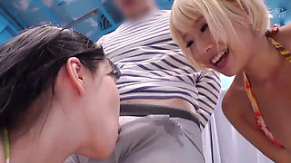 Magic Mirror Sex on Beach with Alice Otsu & Kasumi Tsukino - Reverse Pickup Creampie Foursome