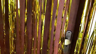 My homie's gf opened the shower door and found me face to face with my stiff-on.