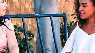 Amateur blond and ebony bestie trade their huge big black