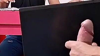 Risky Handjob for Receptionist Who Kept an Eye on My Erection!