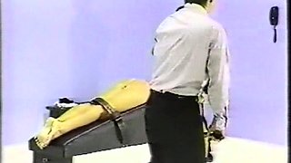 Naughty blonde enjoys some BDSM spanking