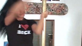 Pole dancing teen slut