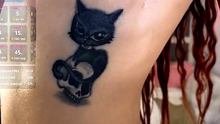 Amateur redhead masturbates then gives a blowjob