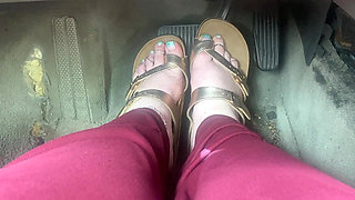 Pedal Pumping in Sandals - Driving with One Foot on Gas and Other on Brake