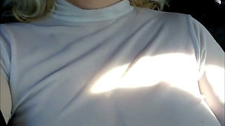 Teasing Drivers 6 - Flashing Big Boobs in Travel
