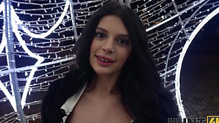 Brunette Asandra Dewy rides a big cock in pov with amazing body