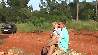 Attractive German blonde fucked hard outdoors