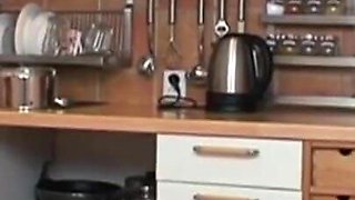 The old vacuum cleaner salesman seduces the girl and fucks her in the kitchen