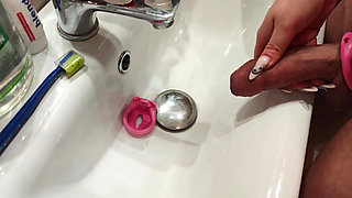Femdom. Mommy Removes the Cage From Her Stepson's Penis, Lets Him Pee and Washes Him in the Shower.