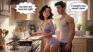 Young Man and Beautiful Woman Share Passionate Secret Encounters at Home (AI generated)