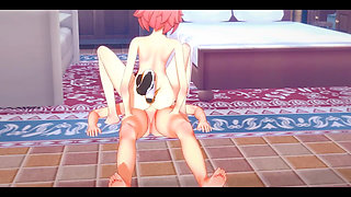 Genshin Impact Hentai - Diluc and Diona Footjob and Rubbing Her Ass Until Diluc Cums - Japanese Asian Manga Anime Film Game Porn