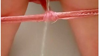 Hairy Milf Pisses In The Toilet With Her Fat Booty Spread And Wetting Pink Panties