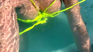 Artemisia Love Swimming in the Pool Flashing Her Big Juicy Boobs and Smoking a Cigarette