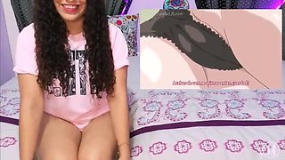 Hot Latina Teen Reacts to Hentai - Creampie & Squirt Action!