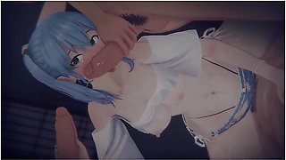 [vtuber] - Hoshimachi Suisei (summer) Stellar Vacation Ruined (bound Swimsuit Idol & Pov Sandwich Dp) (4k/60fps)