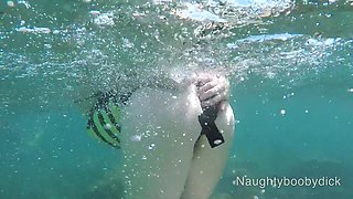 Underwater Exhibitionist German Teen with Big Boobs on the Sea N