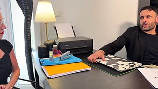 Sensuous redhead secretary sluts herself out for her boss