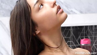 Tiny Latina Slut Freshens Up Her Fuck Hole In The Shower - Layla Jenner