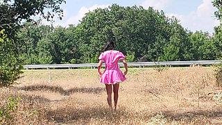 A Slave Slut Shows off Her Pink Ass on the Highway