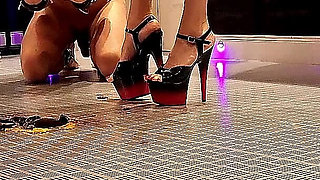 Pure Heel and Food Crushing Humiliation by Two German Mistresses Part 1