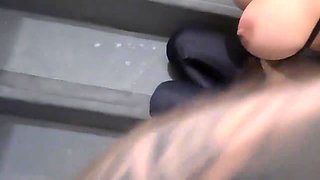 Seducing My Neighbor On The Fire Escape Sex And He Cum In Mouth