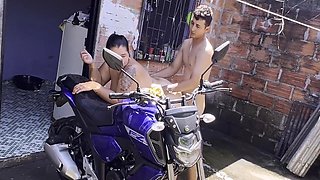 Neighbor Washes The Motorcycle And Fucks Me Ami In The Laundry All His Milk In My Mouth