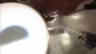 Webcam Under Stepsisters Bath. Wet Pussy After Sex with Boyfriend