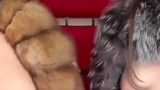Fur Fetish Webcam Show with My Girlfriend, Strap-on Lesbian Sex in Fur