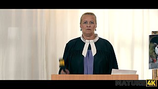 Watch as mature Elle with huge natural tits gets fucked by her gardener in doggy-style and ends up in court