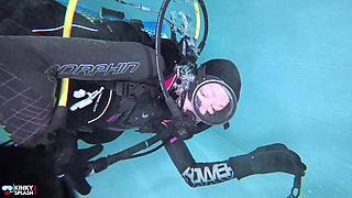 Underwater Scuba Slave Training - Dominated in Chains & Wetsuit Edging