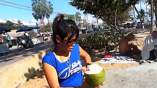 Big natural tits Thai teen beach pick up