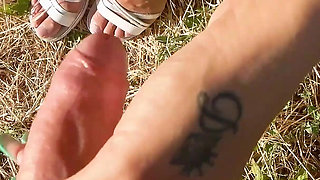 Tanned German Brunette Fucks Outdoors