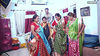 Desi Indian Tharki Sasurji Hardcore Fuck with His Four Daughter in Laws at the same Time ( Full Movie )